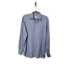 Ermenegildo Zegna Men’s Sz 42/16.5 R Dress Button Down Shirt Blue White Stripped
